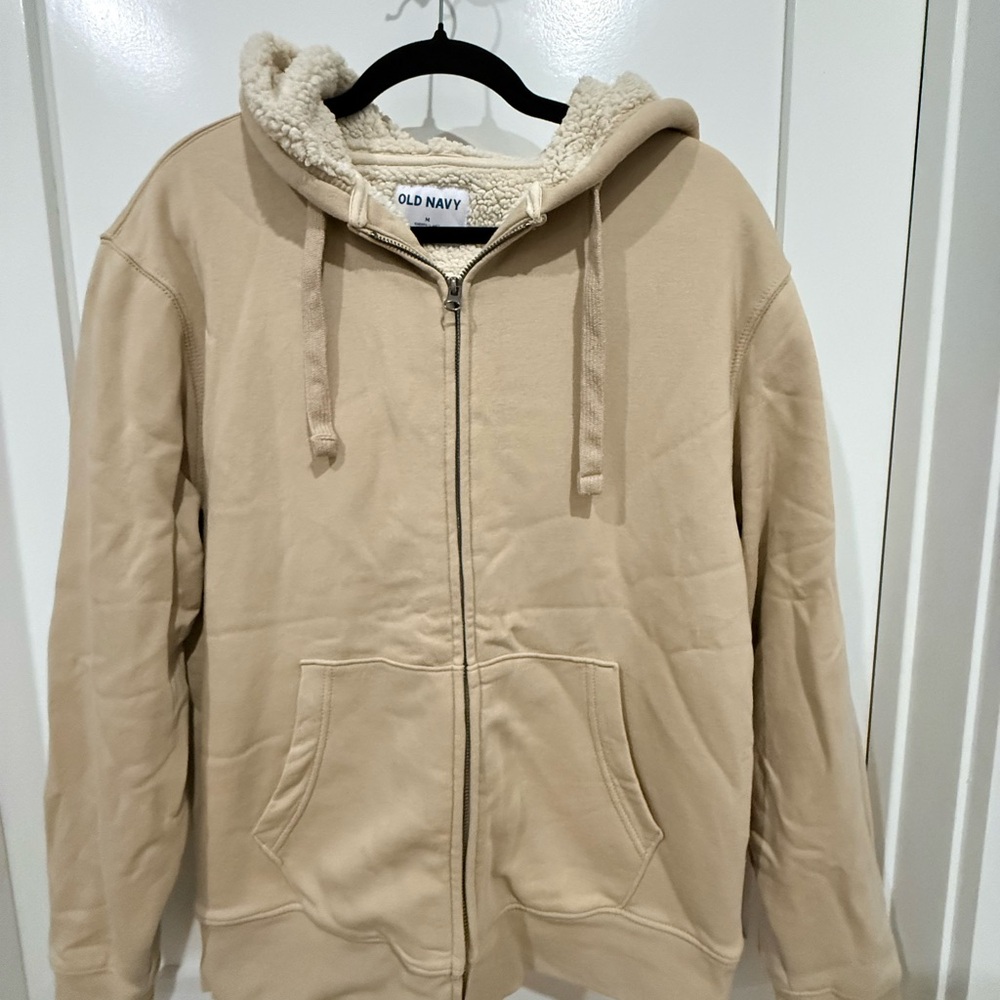 Old Navy Beige Sherpa-Lined Hoodie
